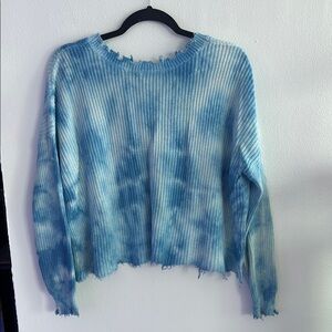 Fate Light Blue Distressed Knit Sweater